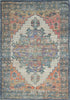 2'X4' Blue Rust Orange Hand Woven Diamond Medallion Indoor Accent Rug