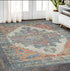 7'X12' Blue Orange Hand Woven Traditional Medallion Indoor Area Rug