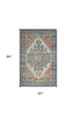 7'X12' Blue Orange Hand Woven Traditional Medallion Indoor Area Rug