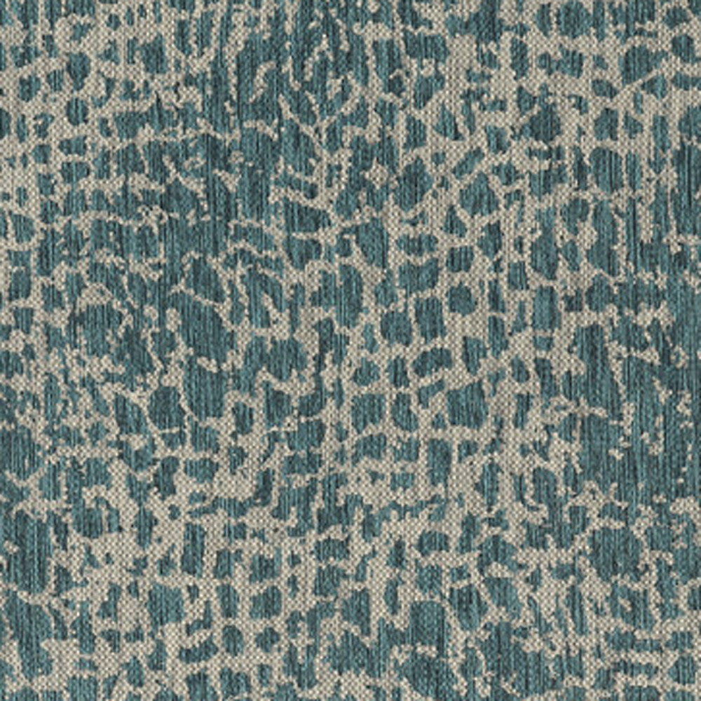 3'X4' Teal Machine Woven Uv Treated Animal Print Indoor Outdoor Accent Rug
