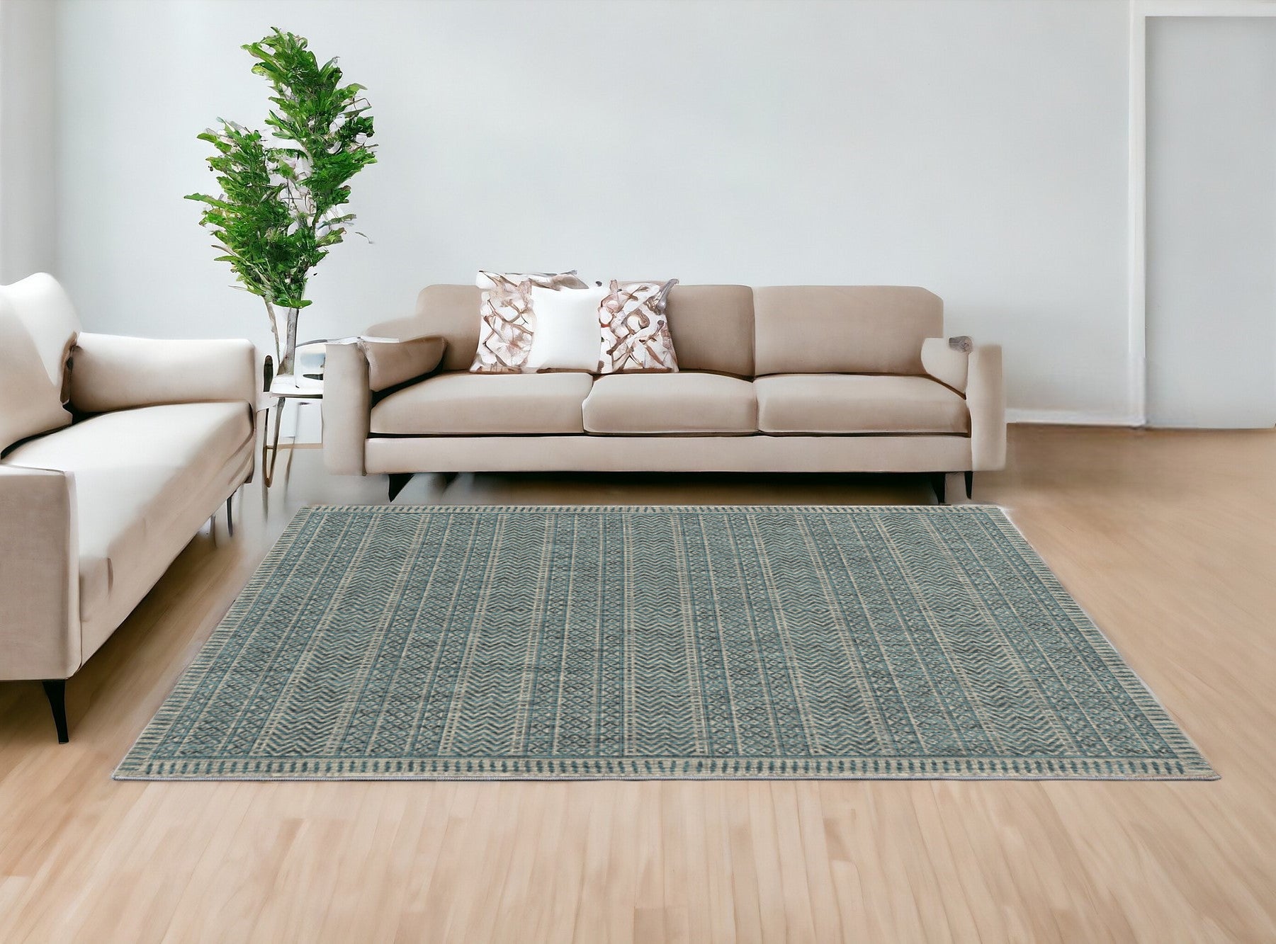 3' X 4' Teal Polypropylene Area Rug