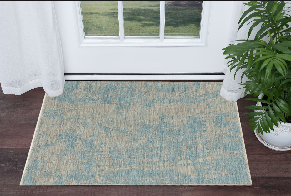 3' X 4' Teal Polypropylene Area Rug