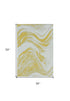 8' X 11' Ivory Or Gold Abstract Brushstrokes Indoor Area Rug