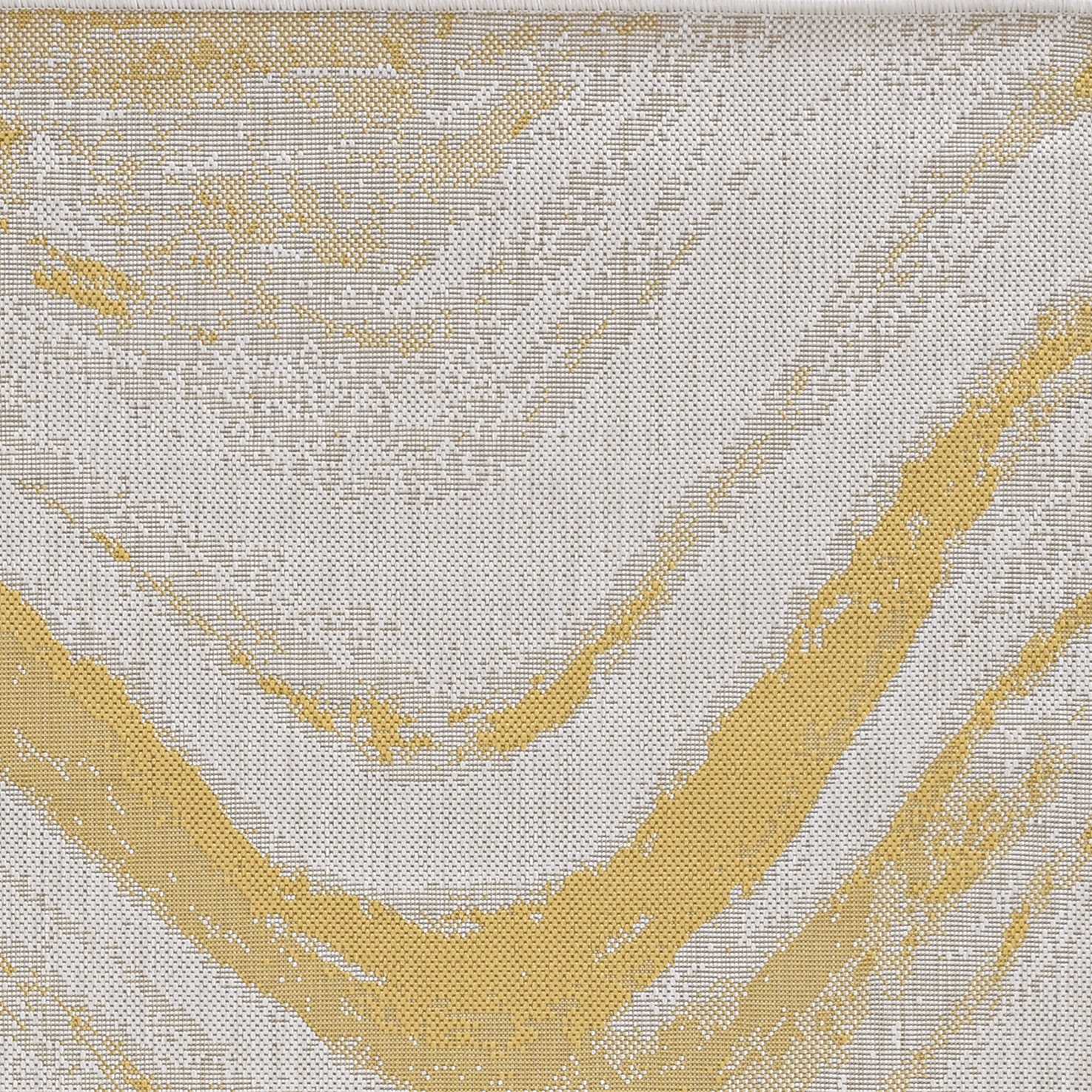 8' X 11' Ivory Or Gold Abstract Brushstrokes Indoor Area Rug