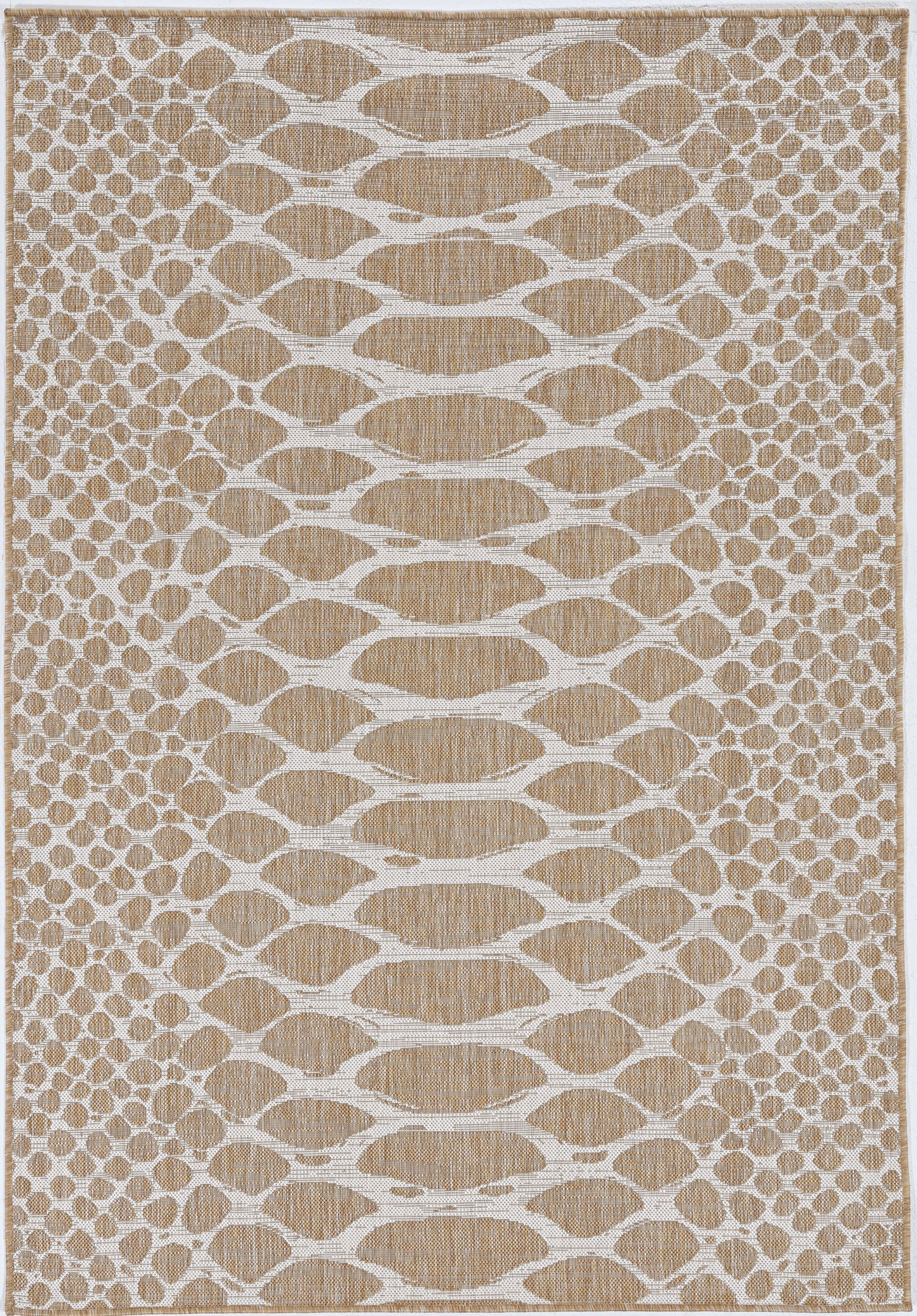3'X4' Ivory Machine Woven Uv Treated Snake Print Indoor Outdoor Accent Rug