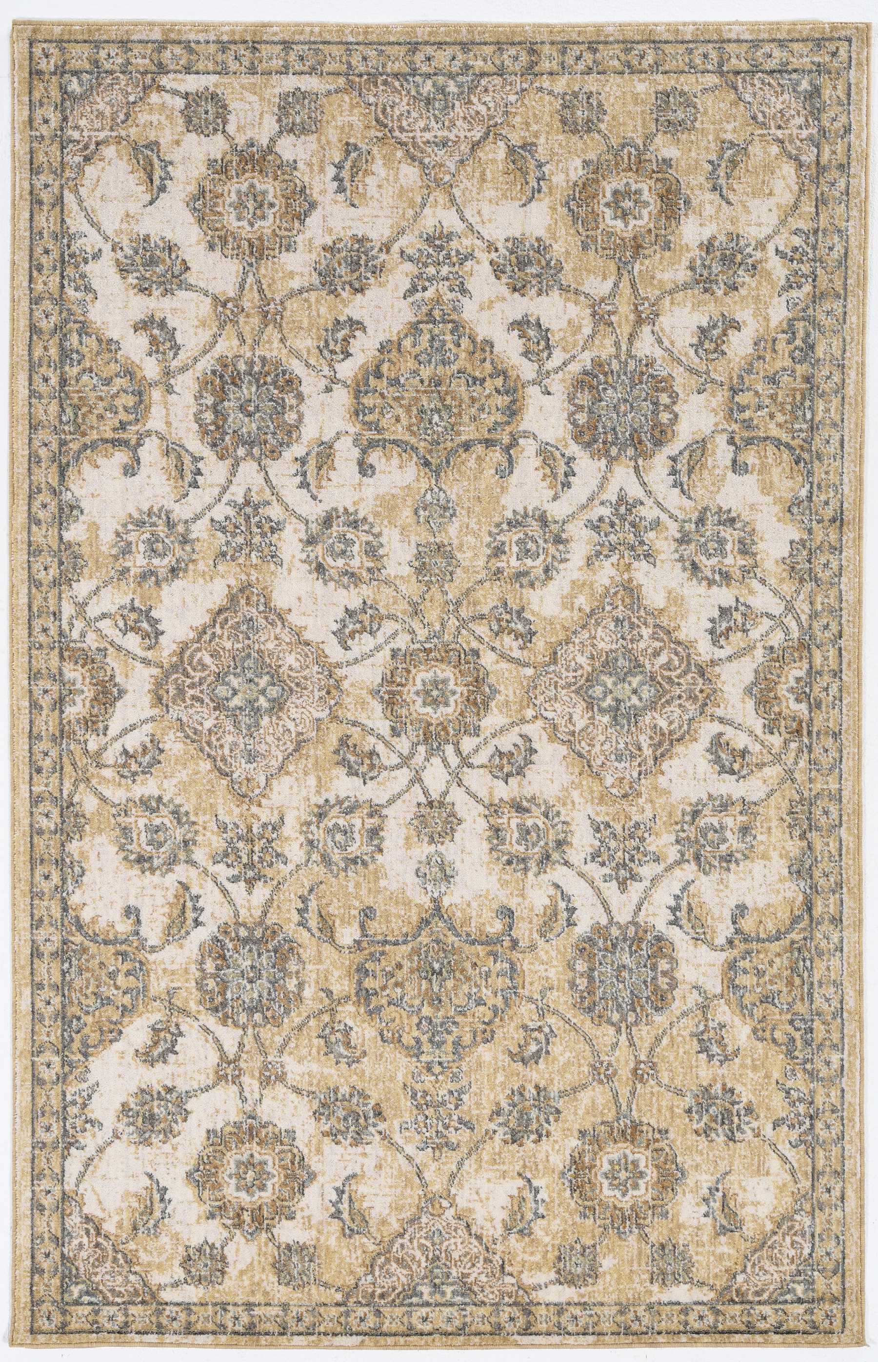 2' X 7' Ivory Sand Floral Vine Wool Indoor Runner Rug