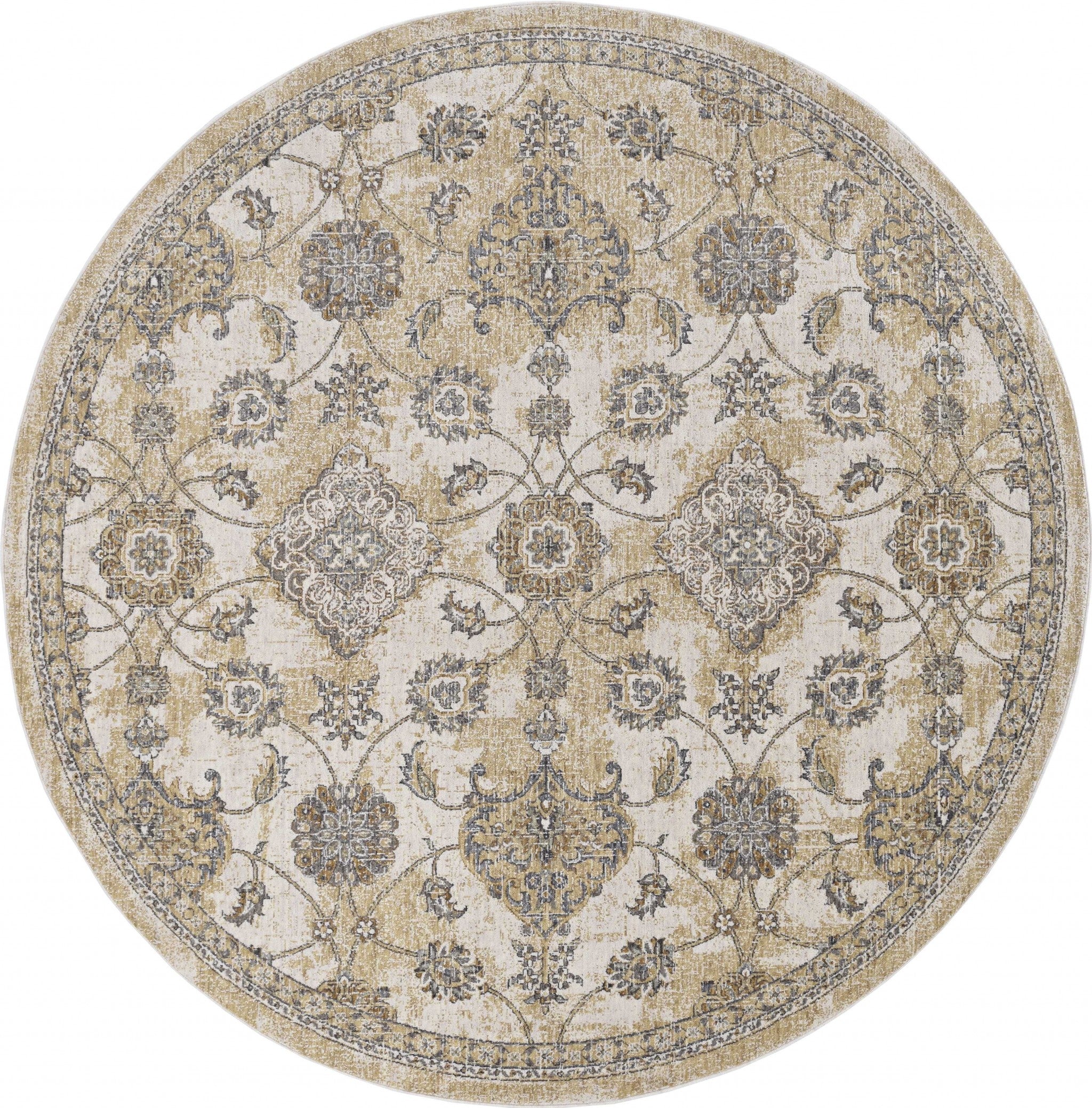 2' X 7' Ivory Sand Floral Vine Wool Indoor Runner Rug