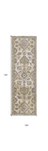 2' X 7' Ivory Sand Floral Vine Wool Indoor Runner Rug