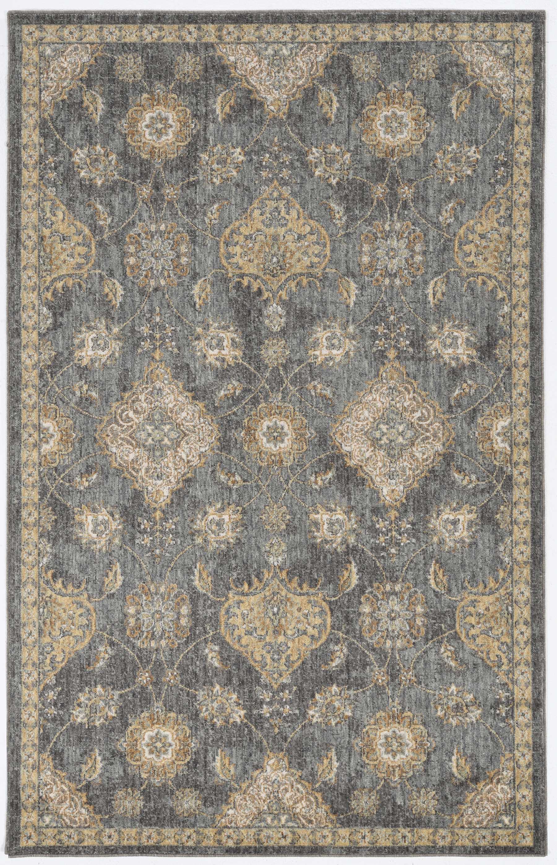 2' X 3' Slate Grey Vintage Wool Accent Rug