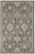 3'X5' Slate Grey Machine Woven Bordered Floral Vines Indoor Area Rug