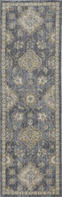 3'X5' Slate Grey Machine Woven Bordered Floral Vines Indoor Area Rug