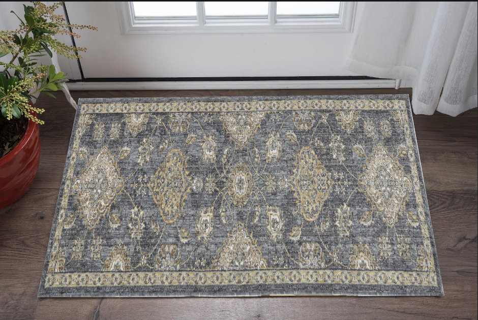 2' X 3' Slate Grey Vintage Wool Accent Rug