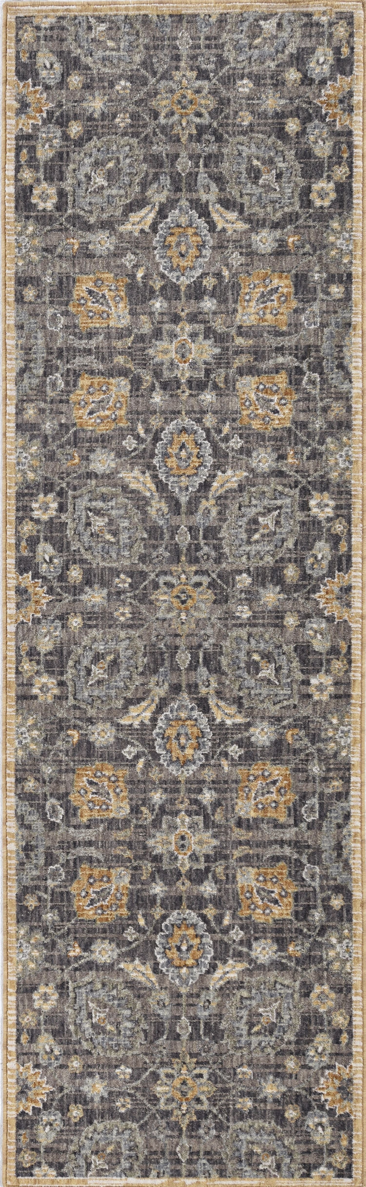 2'X3' Taupe Machine Woven Vintage Floral Traditional Indoor Accent Rug