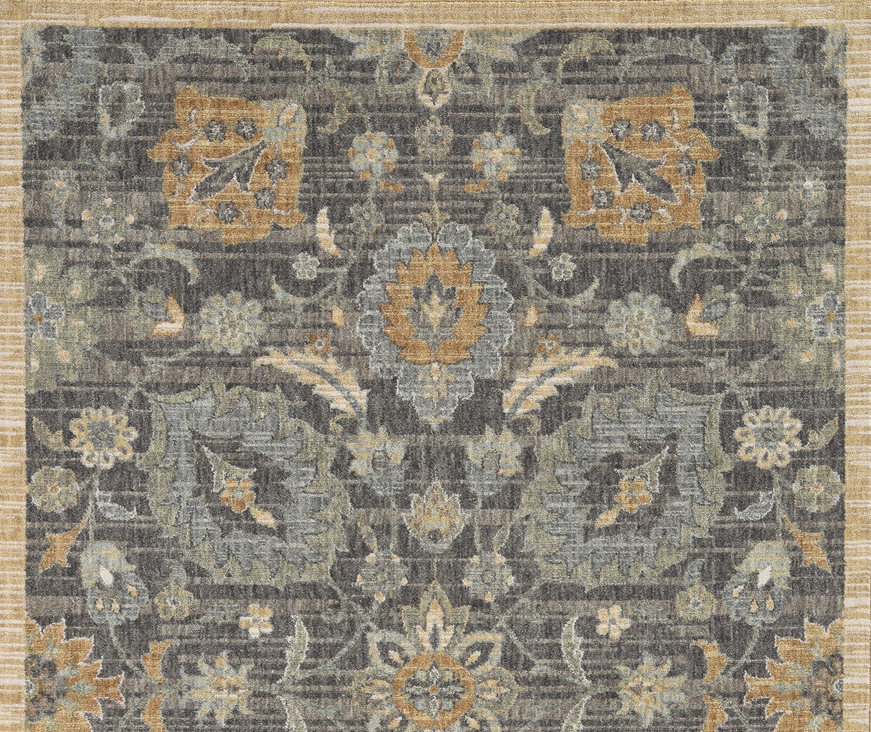 2'X3' Taupe Machine Woven Vintage Floral Traditional Indoor Accent Rug