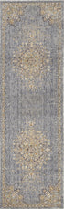 8' Slate Grey Machine Woven Vintage Traditional Indoor Runner Rug