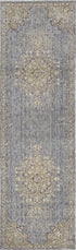 8' Slate Grey Machine Woven Vintage Traditional Indoor Runner Rug