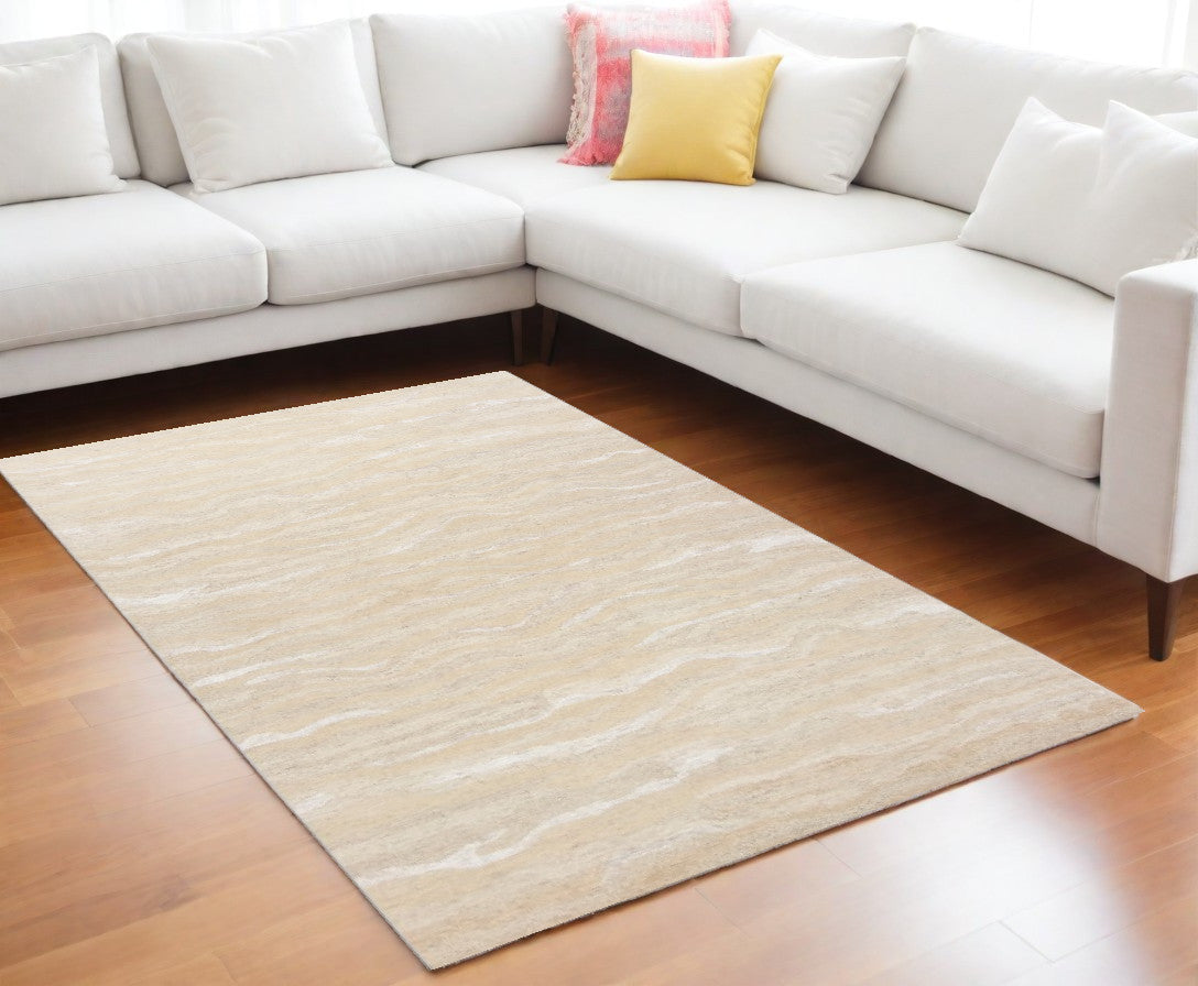 3'X5' Ivory Hand Tufted Abstract Indoor Area Rug