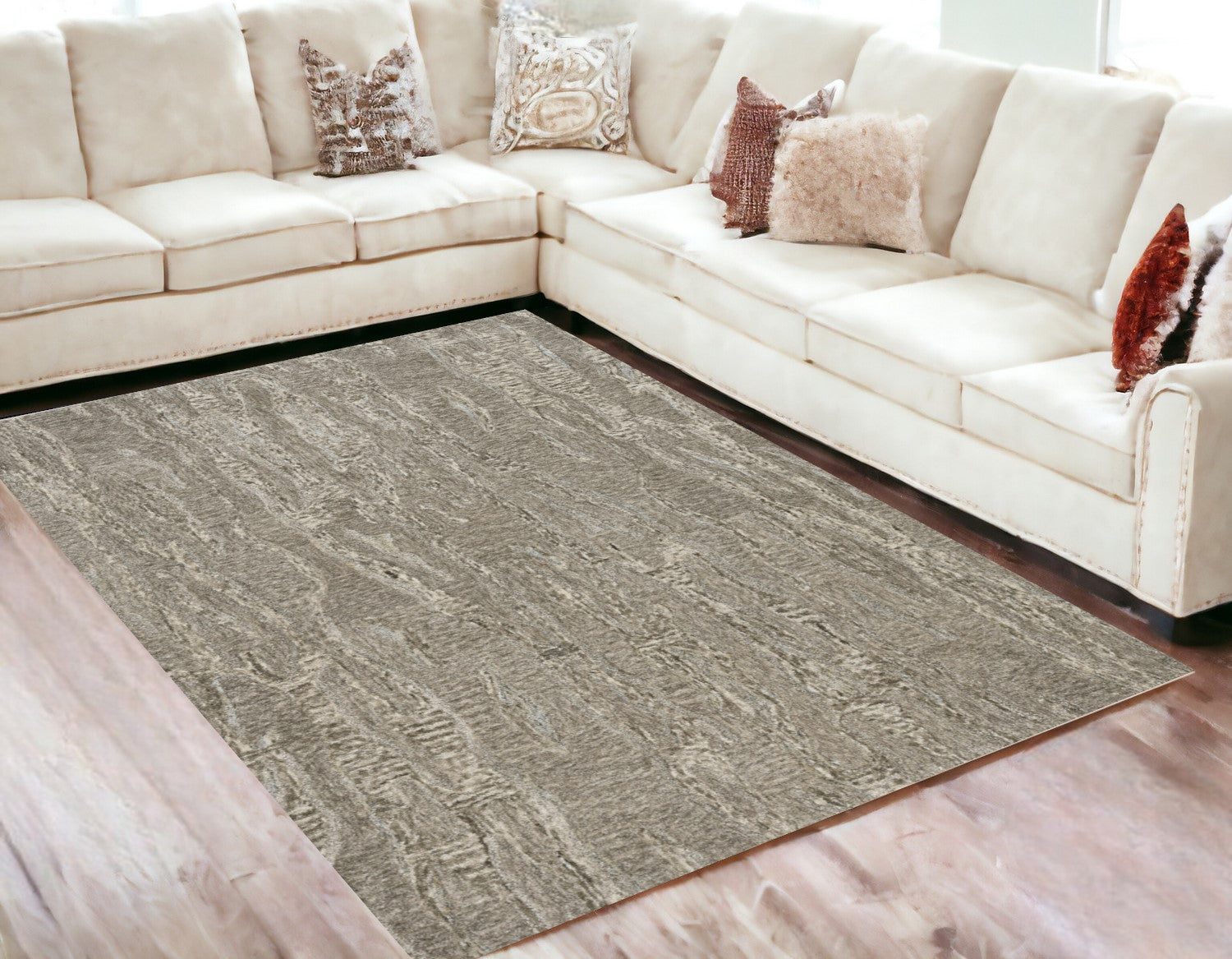 3'X5' Sand Hand Tufted Abstract Indoor Area Rug