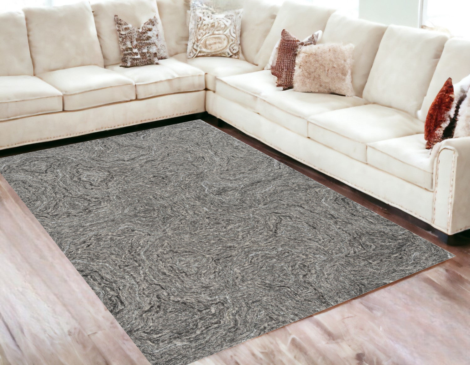 3'X5' Grey Hand Tufted Abstract Indoor Area Rug