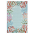 2'X4' Blue Hand Hooked Bordered Coral Reef Indoor Accent Rug