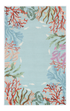 2'X4' Blue Hand Hooked Bordered Coral Reef Indoor Accent Rug