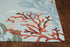 2'X4' Blue Hand Hooked Bordered Coral Reef Indoor Accent Rug