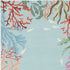 2'X4' Blue Hand Hooked Bordered Coral Reef Indoor Accent Rug