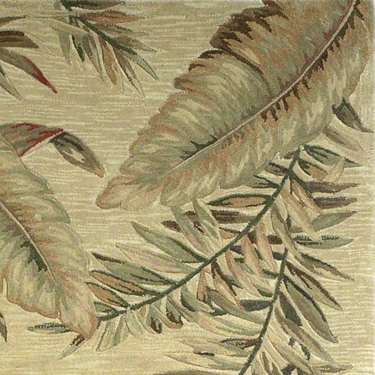 4'X6' Ivory Hand Tufted Tropical Leaves Indoor Area Rug