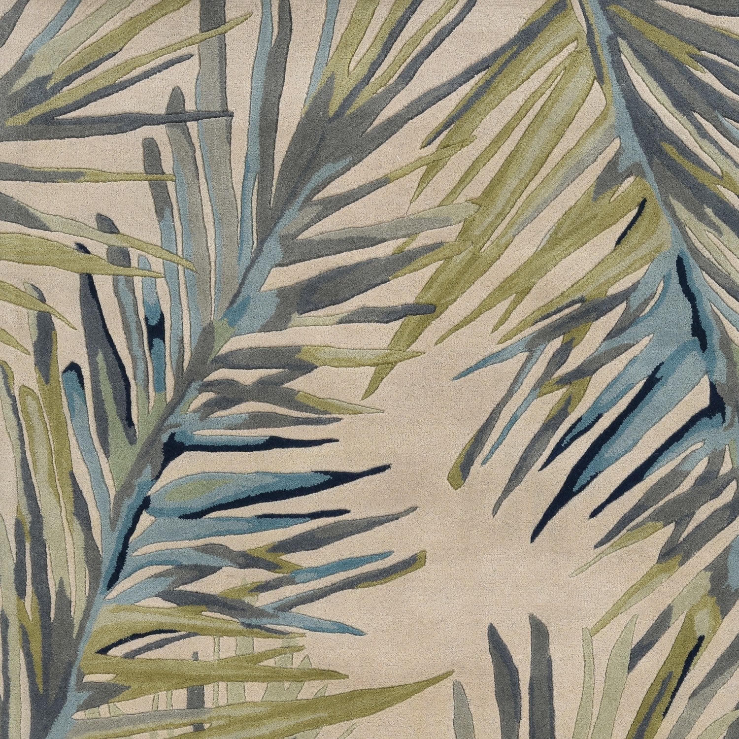 9'X12' Ivory Hand Tufted Tropical Palms Indoor Area Rug