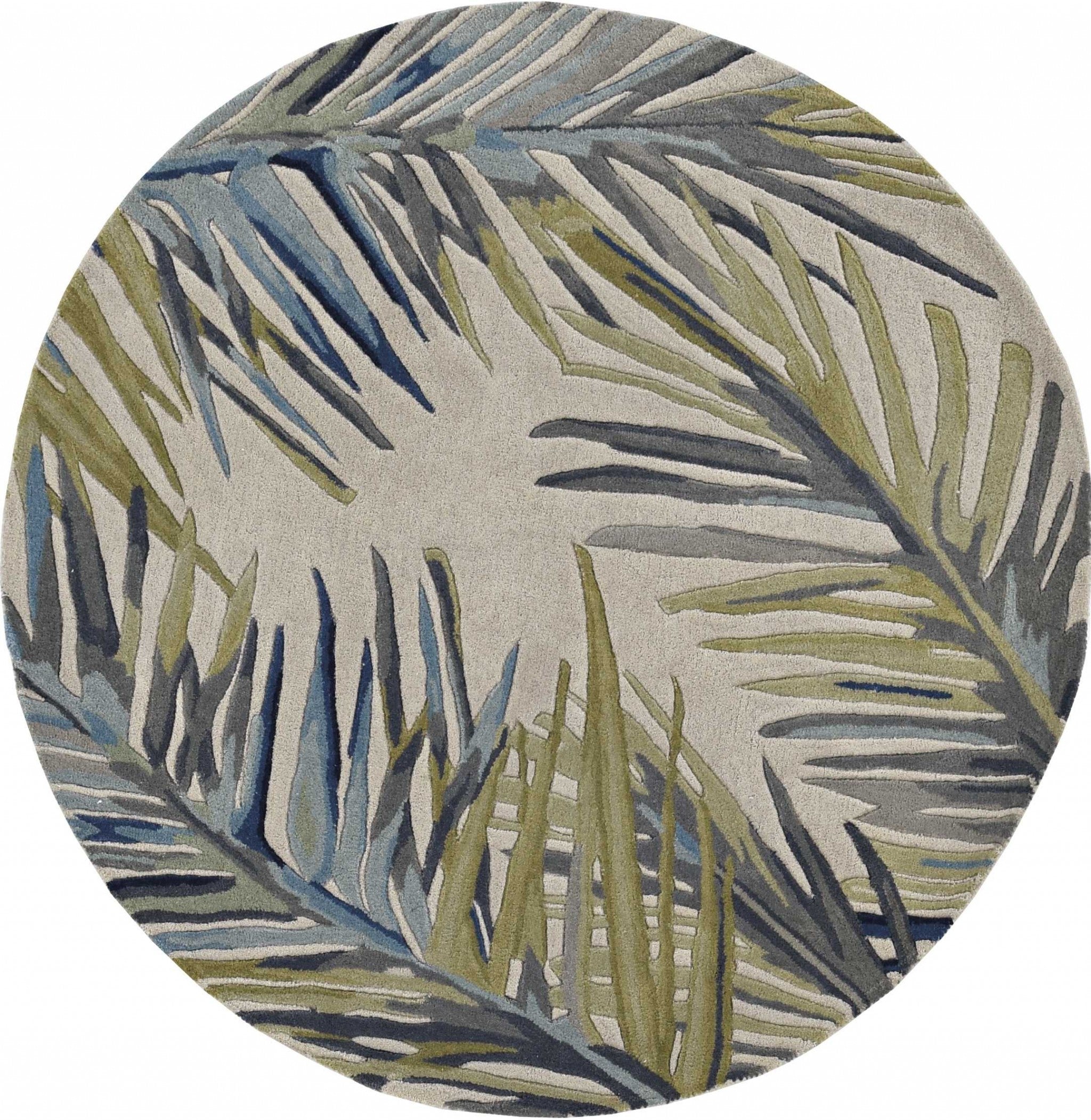 9'X12' Ivory Hand Tufted Tropical Palms Indoor Area Rug