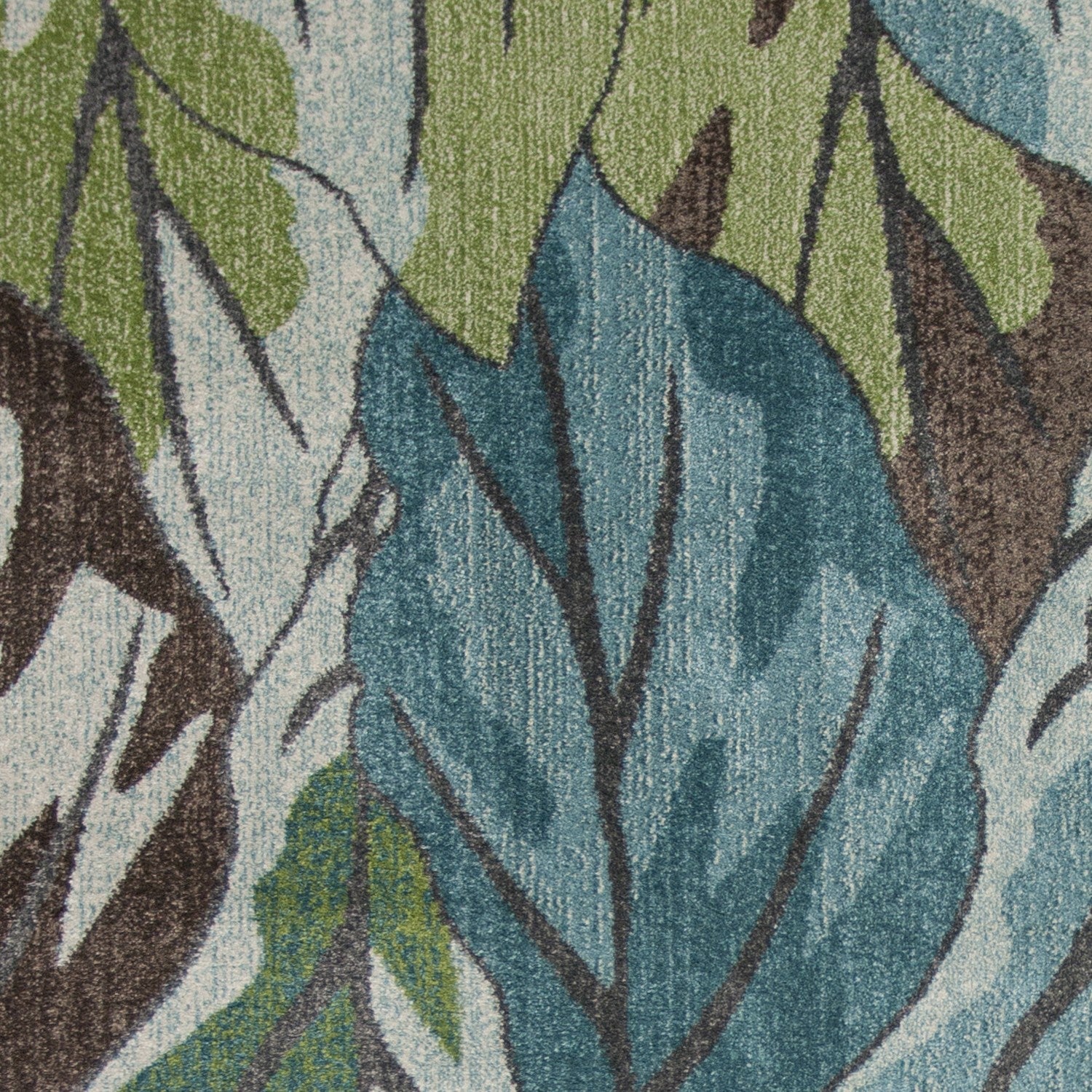 3' X 5' Blue Or Green Leaves Area Rug