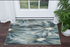 3' X 5' Teal Watercolor Leaves Area Rug