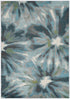 3' X 5' Teal Watercolor Leaves Area Rug