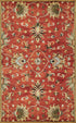 7' Sienna Orange Hand Tufted Wool Traditional Floral Indoor Runner Rug