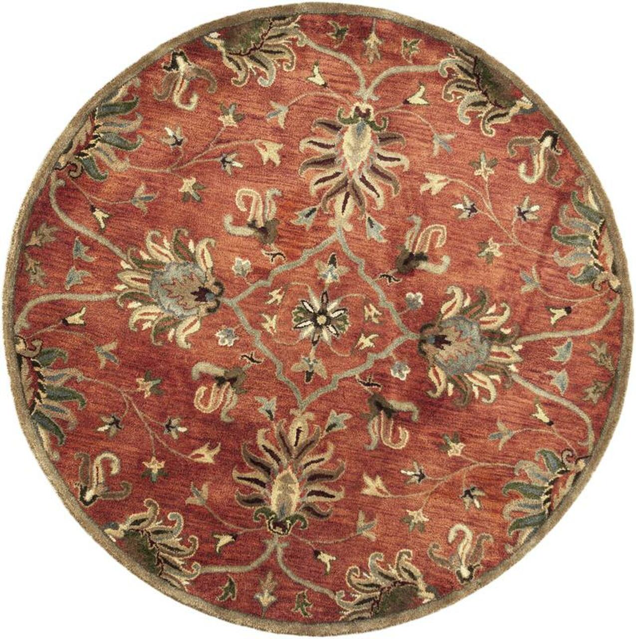 7' Sienna Orange Hand Tufted Wool Traditional Floral Indoor Runner Rug