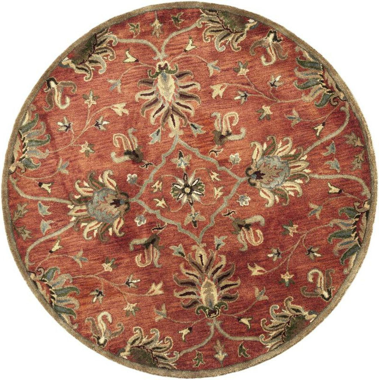 7' Sienna Orange Hand Tufted Wool Traditional Floral Indoor Runner Rug