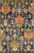 2' X 7' Navy Floral Tapestry Wool Runner Rug