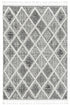 3' X 5' Charcoal Diamonds Area Rug With Fringe