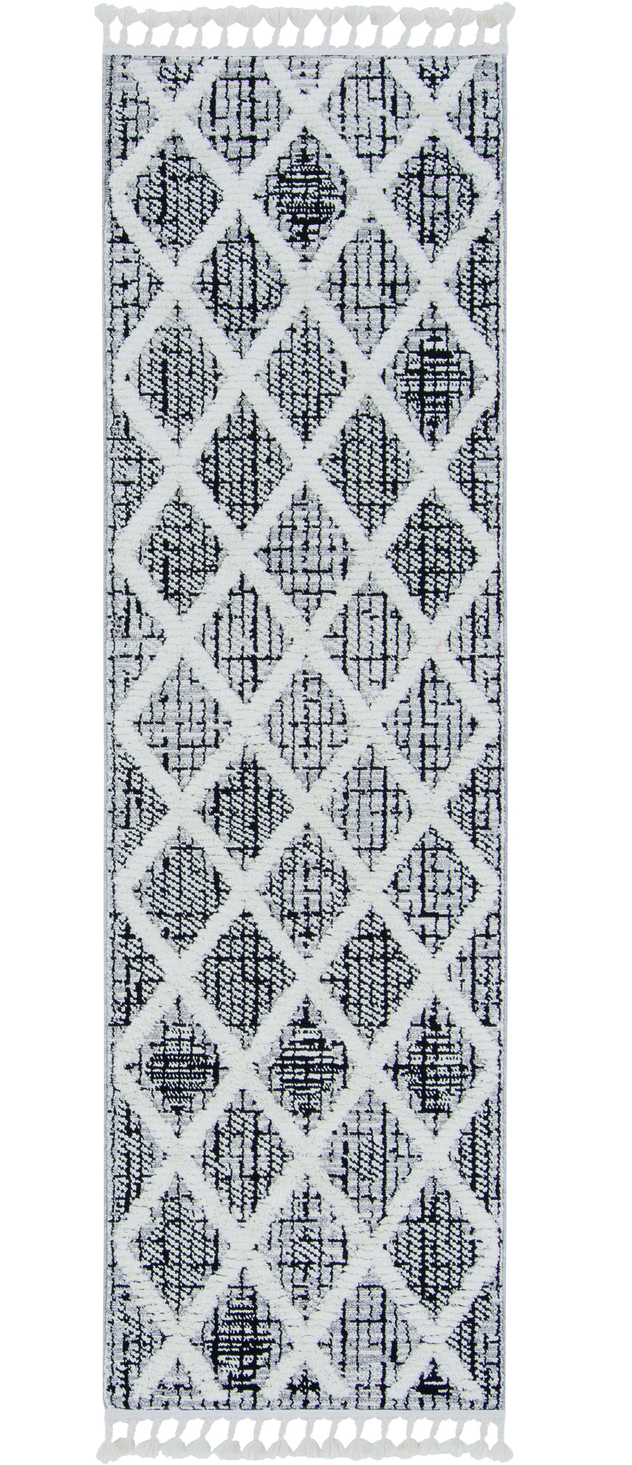 3' X 5' Charcoal Diamonds Area Rug With Fringe