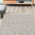 8'X11' Ivory Grey Machine Woven Geometric Indoor Area Rug