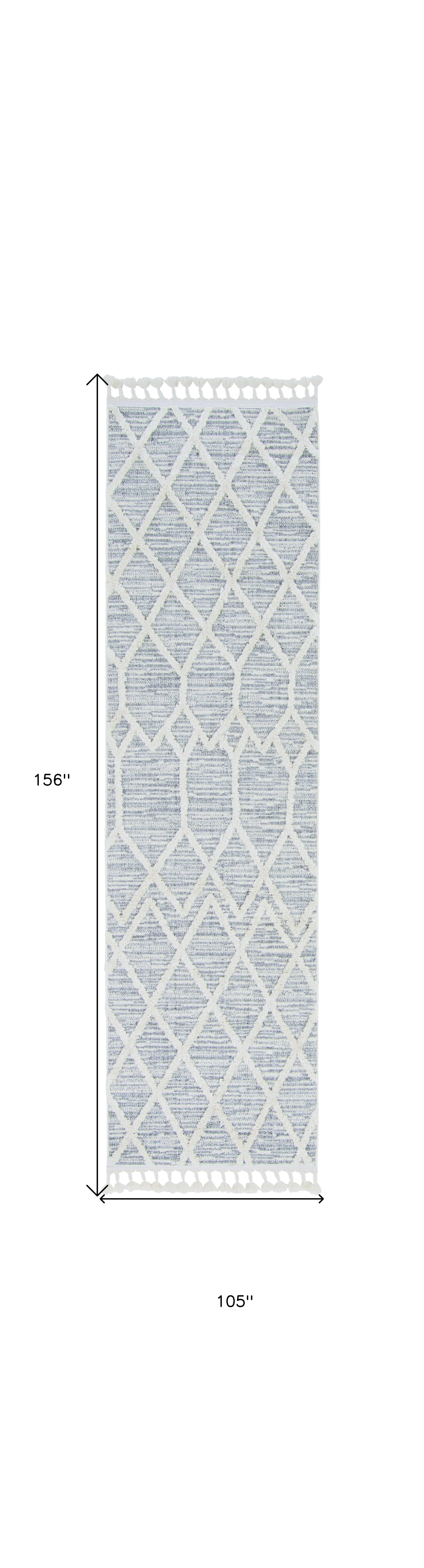 8'X11' Ivory Grey Machine Woven Geometric Indoor Area Rug