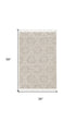 3' X 5' Ivory Beige Diamonds Area Rug With Fringe