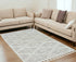 3' X 5' Ivory Beige Diamonds Area Rug With Fringe