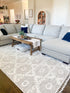 3' X 5' Ivory Beige Diamonds Area Rug With Fringe