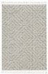 12'X15' Ivory Grey Machine Woven Diamond Pattern With Fringe Indoor Area Rug