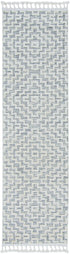 12'X15' Ivory Grey Machine Woven Diamond Pattern With Fringe Indoor Area Rug