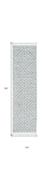 12'X15' Ivory Grey Machine Woven Diamond Pattern With Fringe Indoor Area Rug