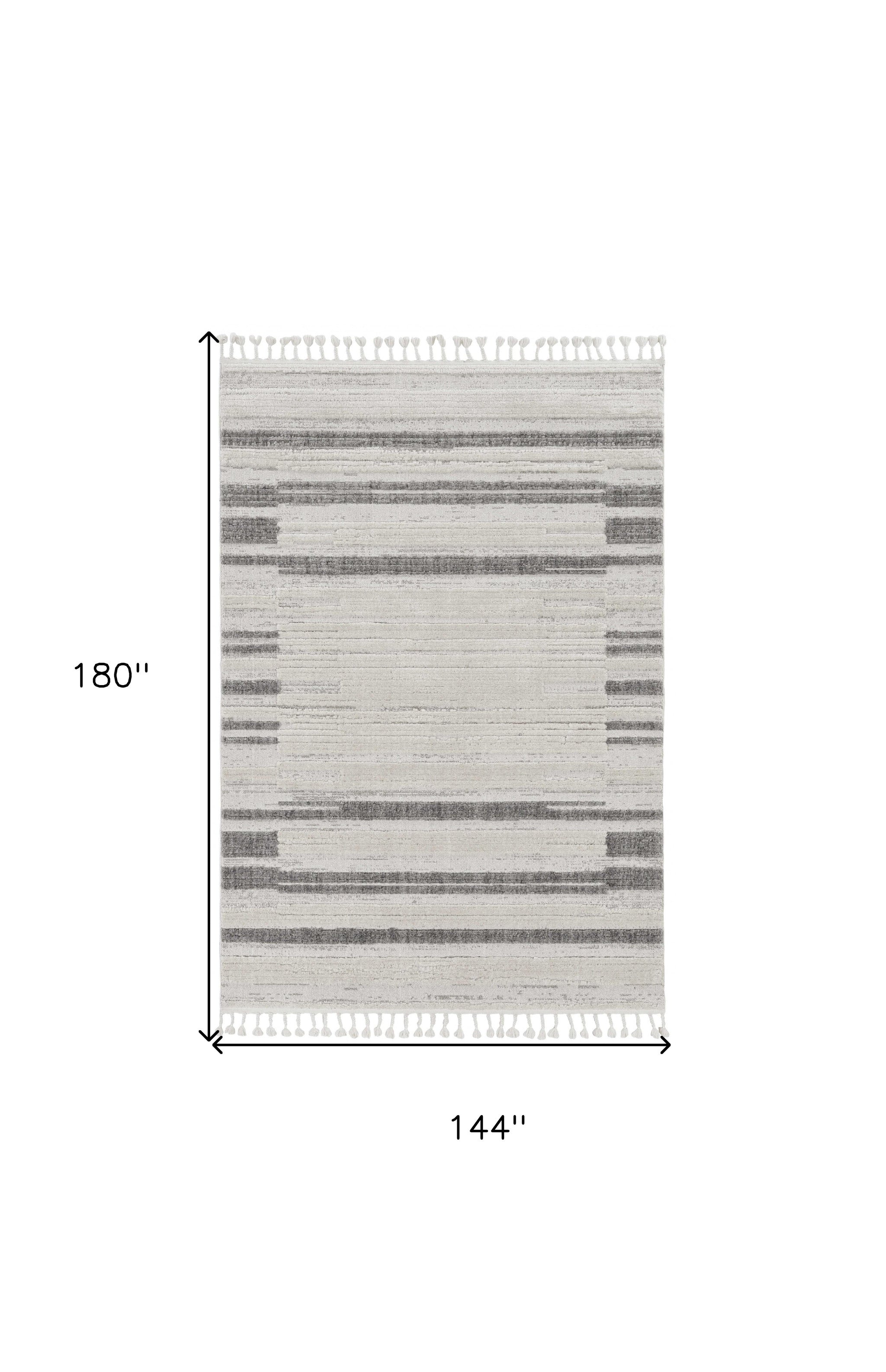 144 X 180 Ivory  Grey Polyester Rug