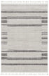 5' X 8' Ivory Or Grey Abstract Brushstrokes Indoor Area Rug With Fringe