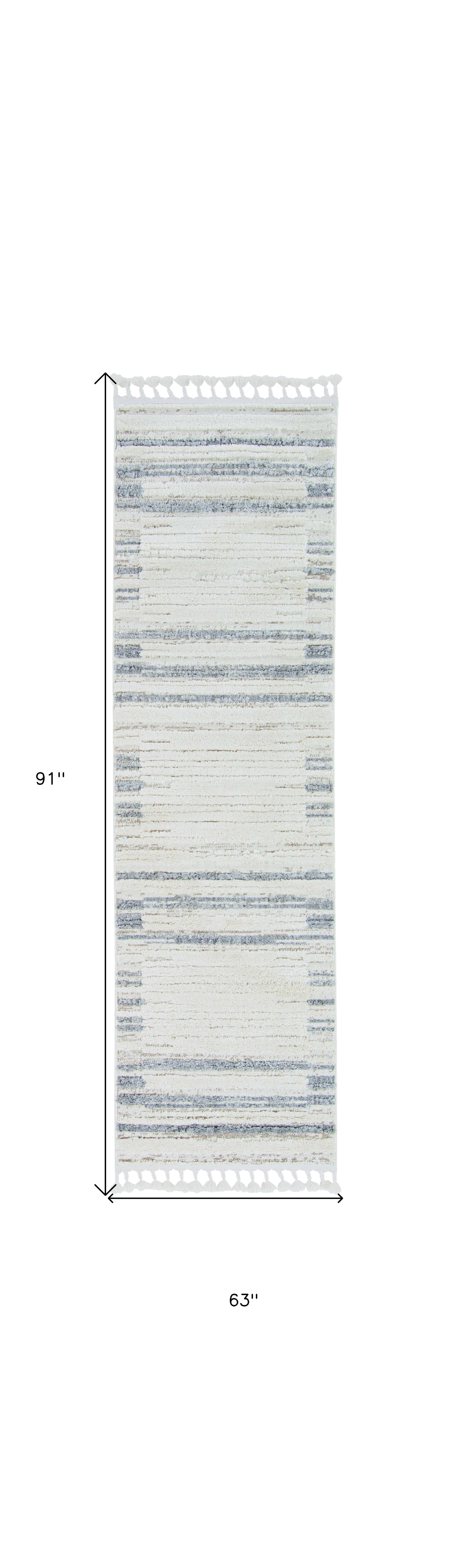 144 X 180 Ivory  Grey Polyester Rug